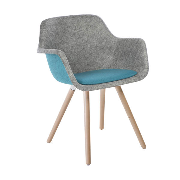 Chaise felt bicolore gris / turquoise
