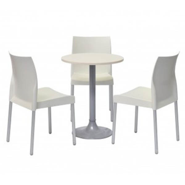 Ensemble 3 chaises ice blanches & une table clio h75 60x60 blanche