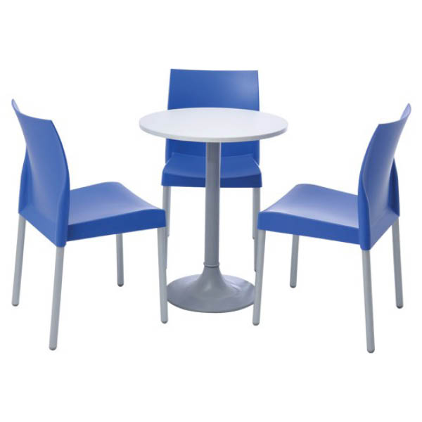 Ensemble 3 chaises ice azur & une table clio h75 60x60 blanche