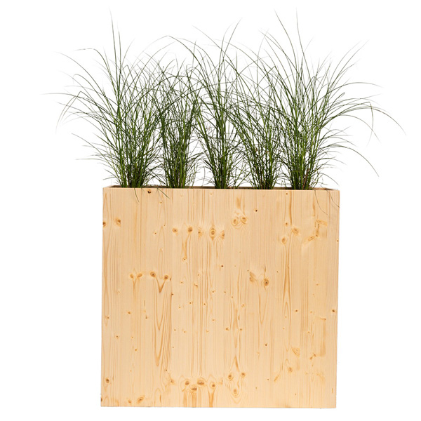 Graminée de saison 40/60cm en jardinière haute éco bois (106X25X100)
