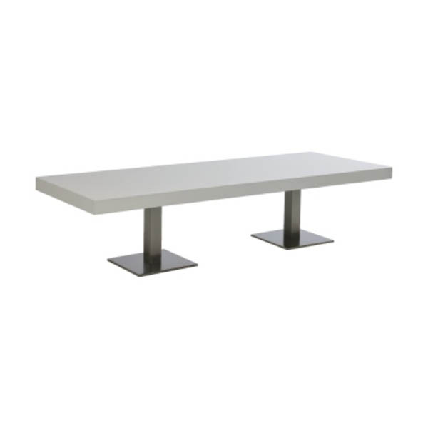 Table scala h55 pied inox blanc - 220x80 plateau blanc