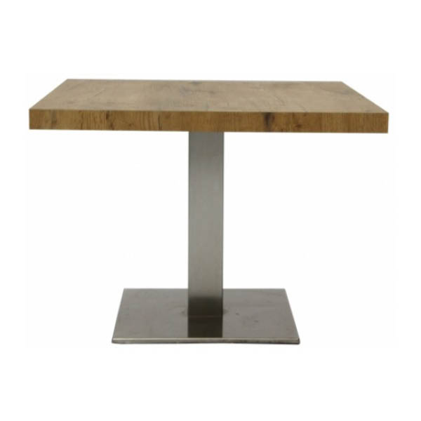 Table scala h50 pieds inox - 70x70 plateau chêne pieds inox