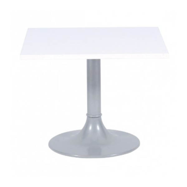 Table clio h45 pied aluminium - 60x60 plateau blanc
