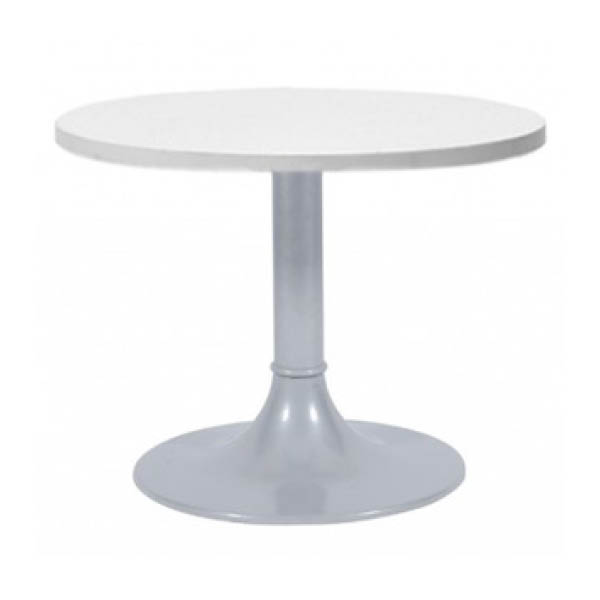Table clio h45 pied aluminium - ø60 plateau blanc