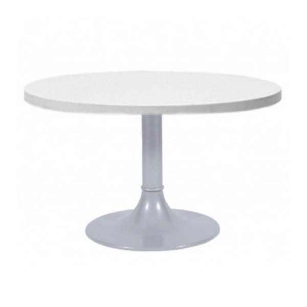Table clio h45 pied aluminium - ø80 plateau blanc