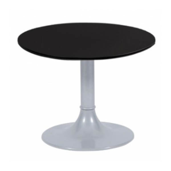 Table clio h45 pied aluminium - ø60 plateau noir