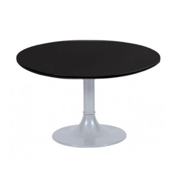 Table clio h45 pied aluminium - ø80 plateau mélaminé noir
