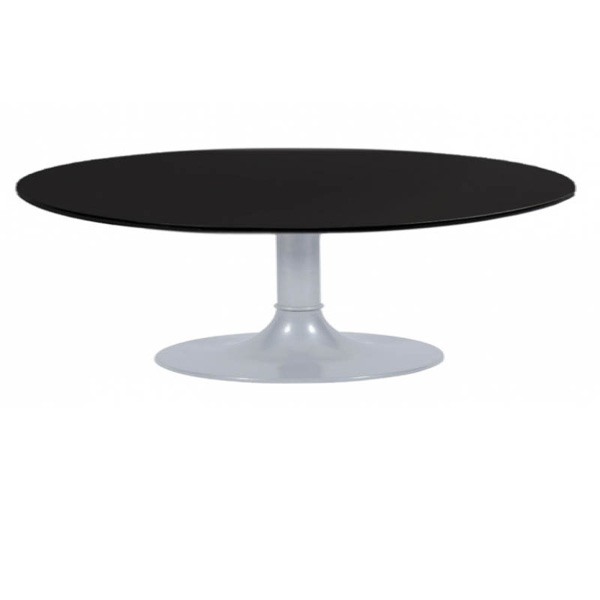 Table clio h45 pied aluminium - ø80 plateau noir werzalit