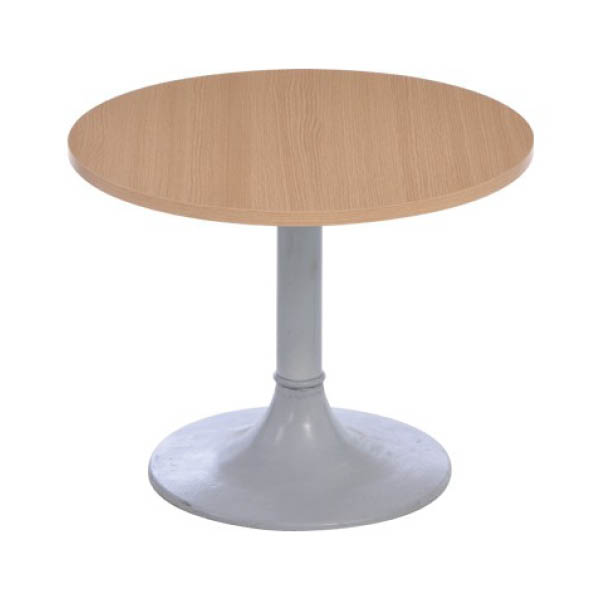 Table clio h45 pied aluminium - ø80 plateau chêne blanchi