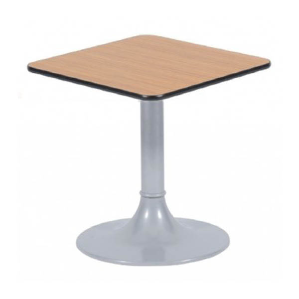 Table clio h45 pied aluminium - 60x60 plateau zébrano