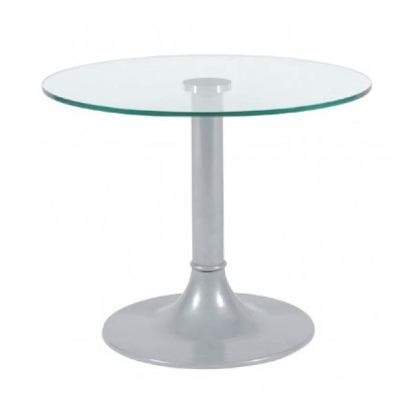 Table clio h45 pied aluminium - ø70 plateau verre clair