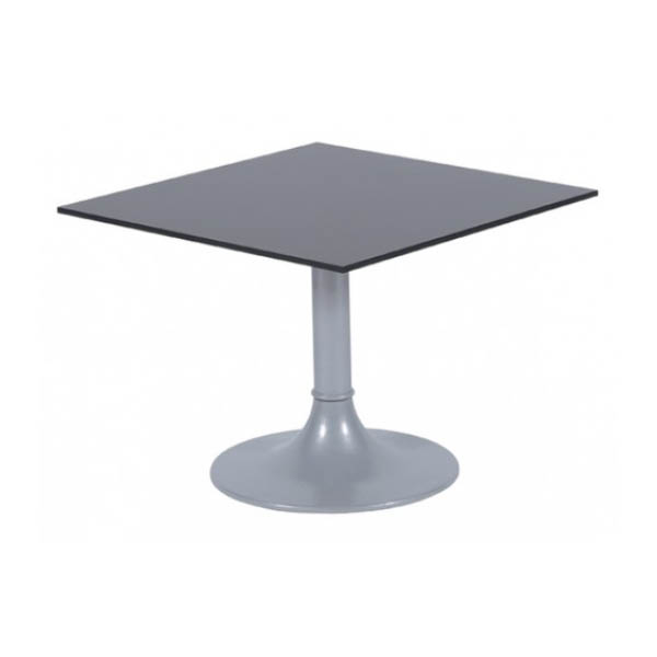 Table clio h45 pied aluminium - 60x60 plateau verre noir