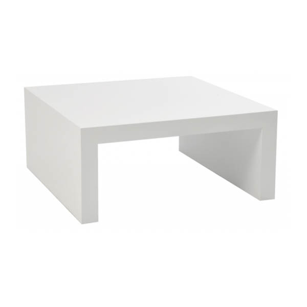 Table rione h45 pieds bois - 100x100 plateau blanc