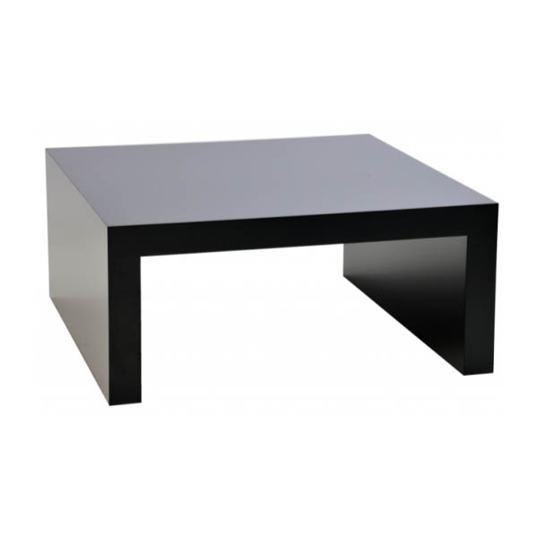 Table rione h45 pieds bois - 100x100 plateau noir