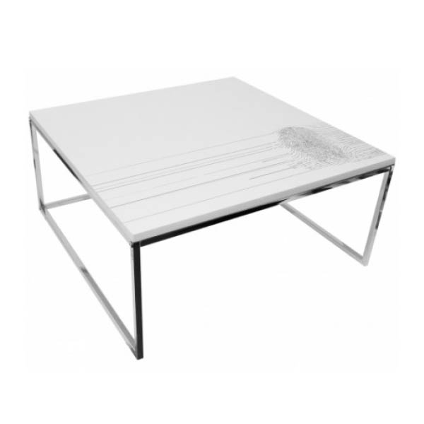Table digitale h35,5 pieds chrome - 61x61 plateau blanc