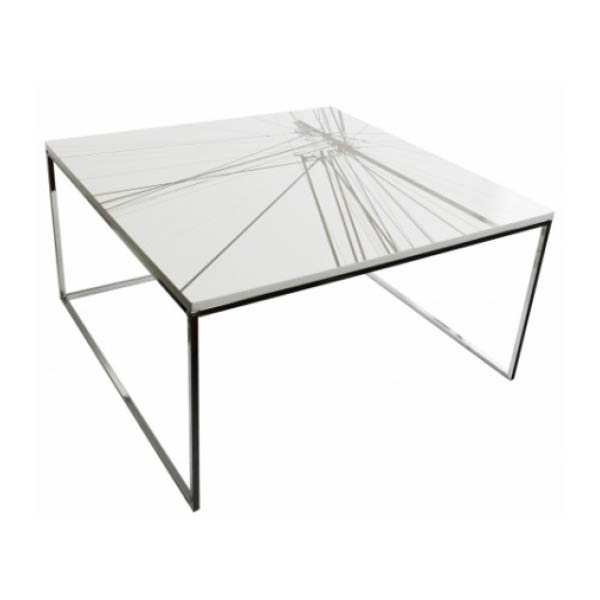 Table edison h41 pieds chrome - 80x80 plateau blanc
