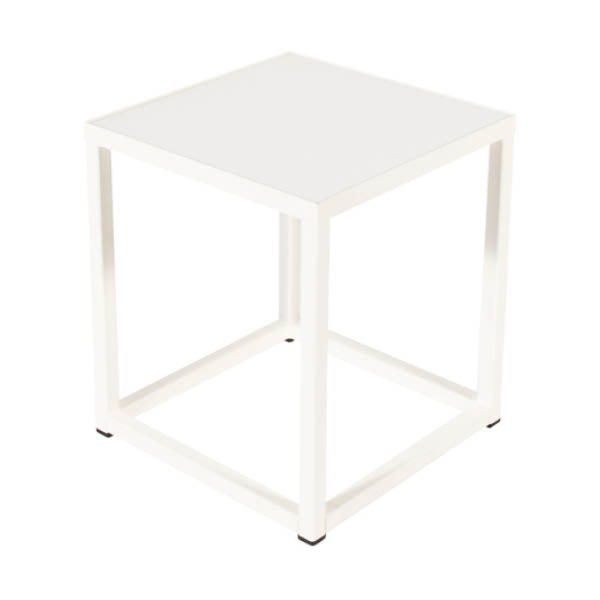 Table gueridon iron h40 pieds blancs - 40x40 plateau blanc