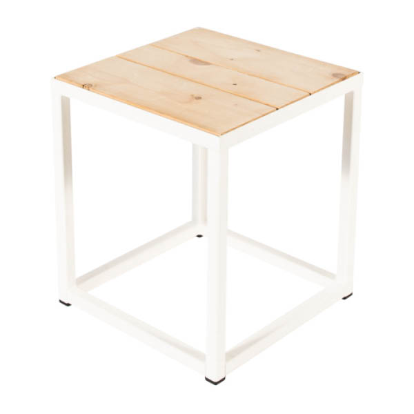 Table Iron 40 blanc - 40x40 bois