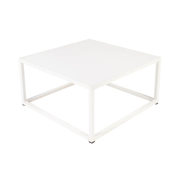 Table square h35 pied métal blanc - 70x70 plateau blanc