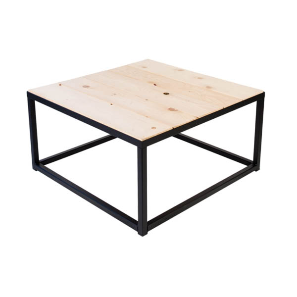 Table square h35 pied métal noir - 70x70 plateau bois