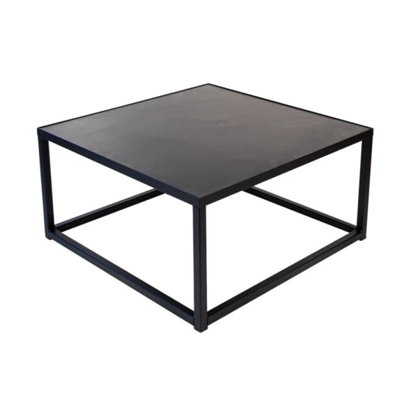 Table square h35 pied métal noir - 70x70 plateau noir