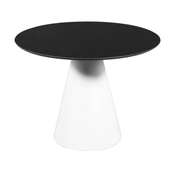 Table palermo rond h40 pieds plastique blanc - ø70 plateau noir