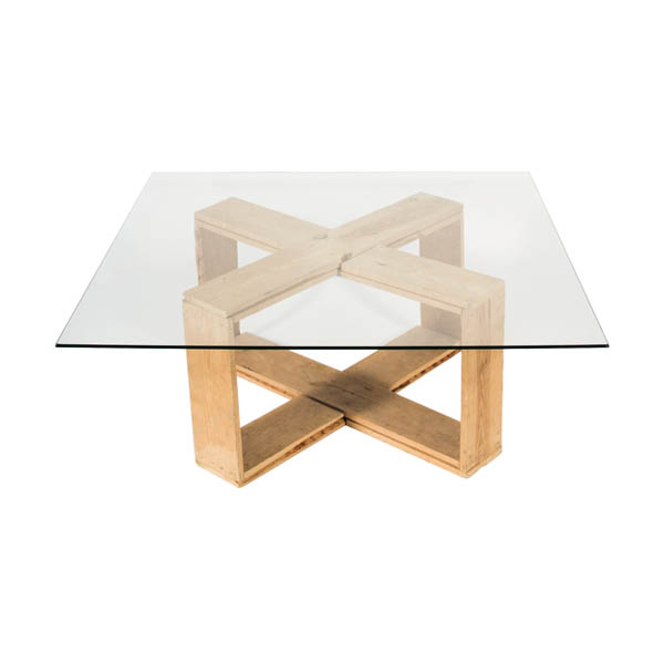 Table eko cross h41 - 100x100 plateau carré bois
