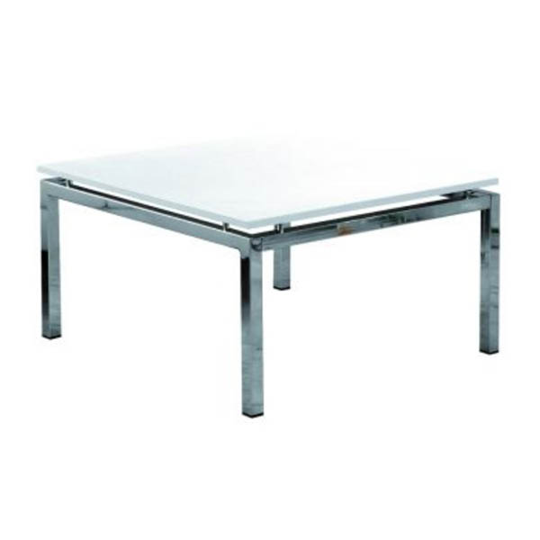 Table venezia h40 pieds chrome - 80x80 plateau blanc