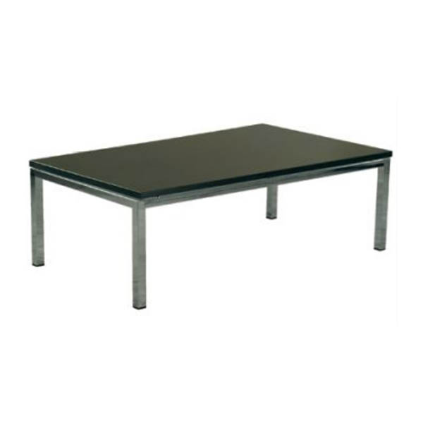 Table venezia h40 pieds chrome - 80x80 plateau noir
