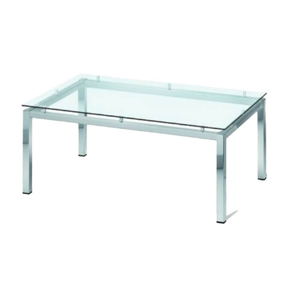 Table venezia h40 pieds chrome - 120x60 plateau verre