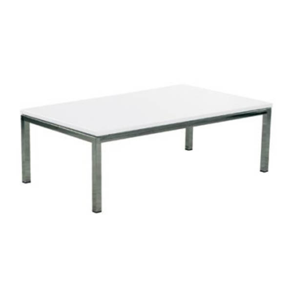 Table venezia h40 pieds chrome - 120x80 plateau blanc