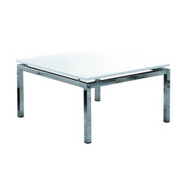 Table venezia h40 pieds chrome - 70x70 plateau blanc