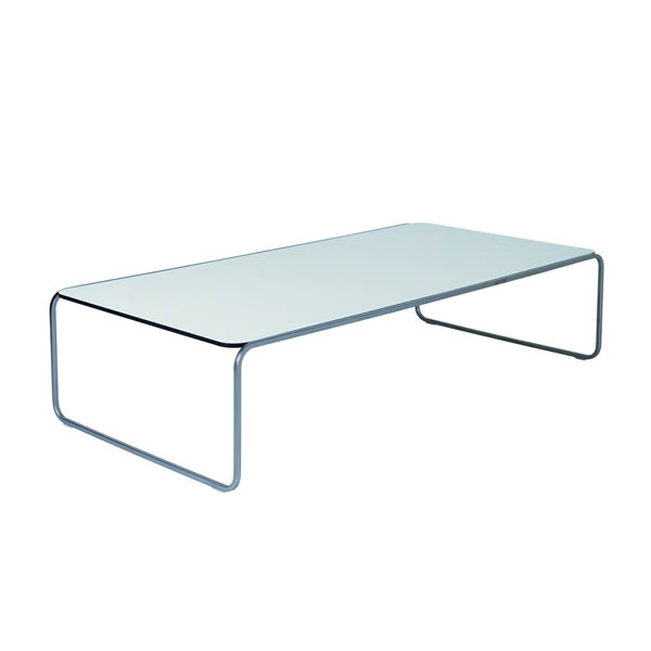 Table toe II h30 pieds chrome - 128x64 plateau blanc