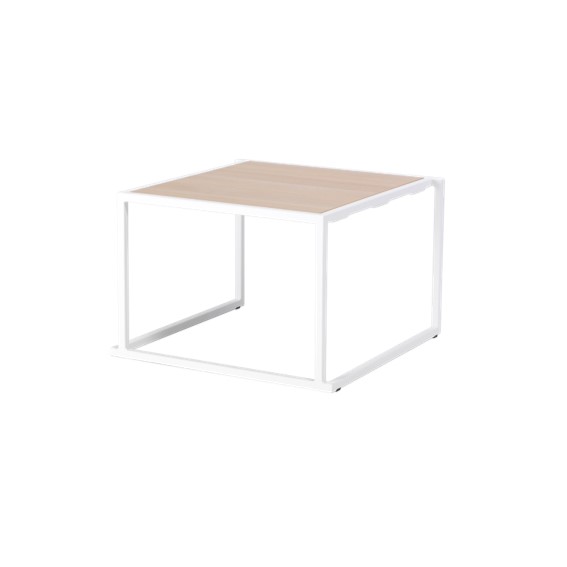 Table Quadrum 40 blanc - 60x60 chêne