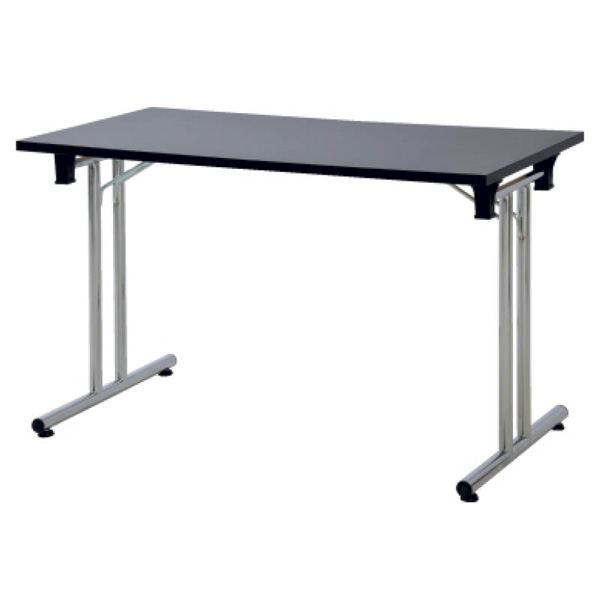 Table pronto  h75 pieds chrome - 120x60 plateau noir mélaminé