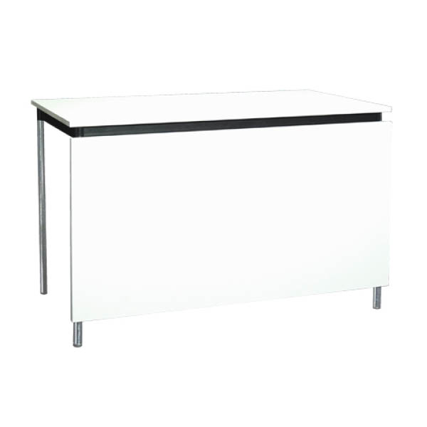 Table medola conference  h75 pieds chrome - 120x60 plateau blanc