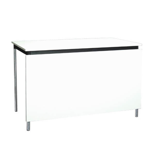 Table medola conference  h75 pieds chrome - 150x80 plateau blanc