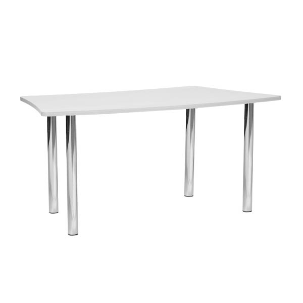 Table einstein  h74 pieds chrome - 160x90 plateau blanc