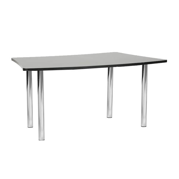 Table einstein  h74 pieds chrome - 160x90 plateau noir
