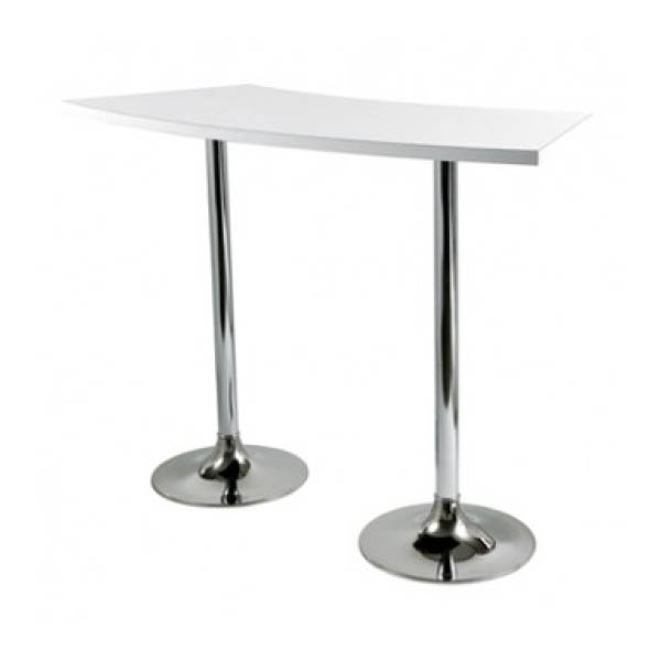 Table kuadra élément courbe h110 pieds chrome - 60x155 plateau blanc