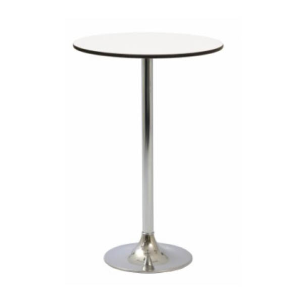Table kuadra  h110 pieds chrome - ø80 plateau blanc werzalit