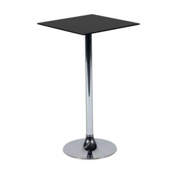 Table kuadra  h110 pieds chrome - 60x60 plateau noir