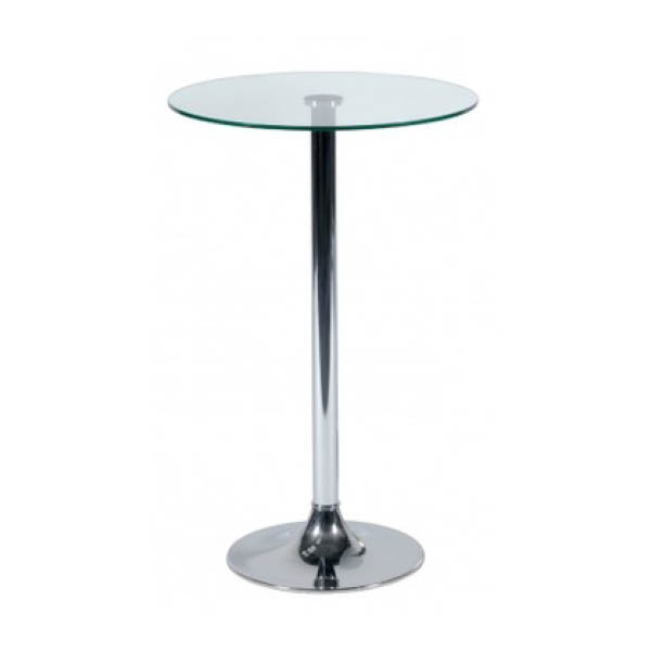 Table kuadra  h110 pieds chrome - ø60 plateau verre clair