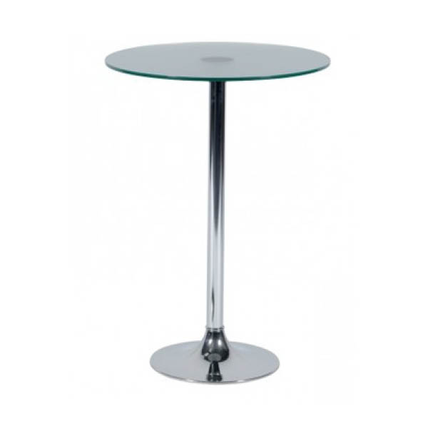 Table kuadra  h110 pieds chrome - ø70 plateau verre dépoli