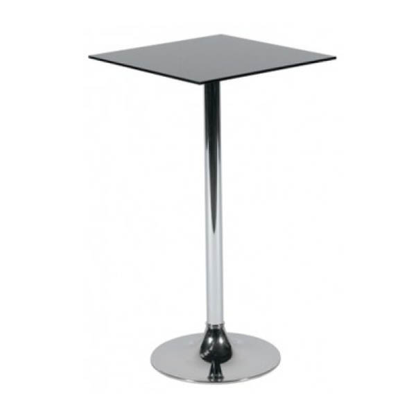 Table kuadra  h110 pieds chrome - 60x60 plateau verre noir