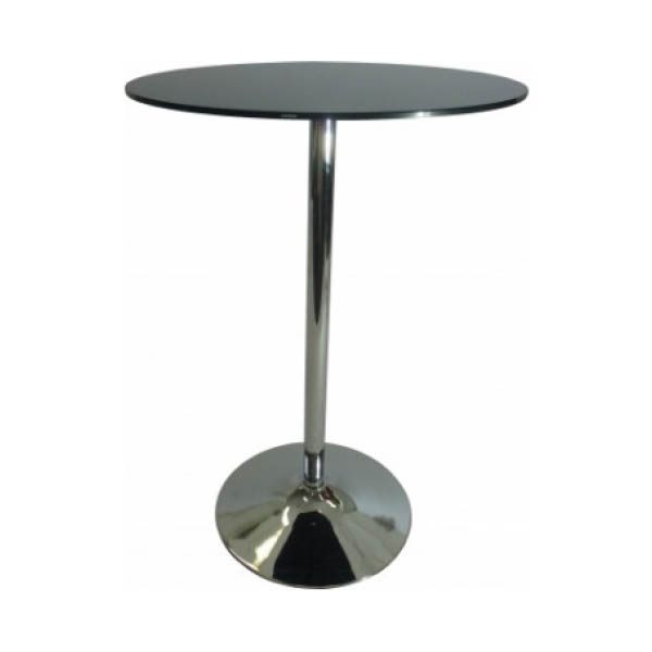 Table kuadra  h110 pieds chrome - ø70 plateau verre noir