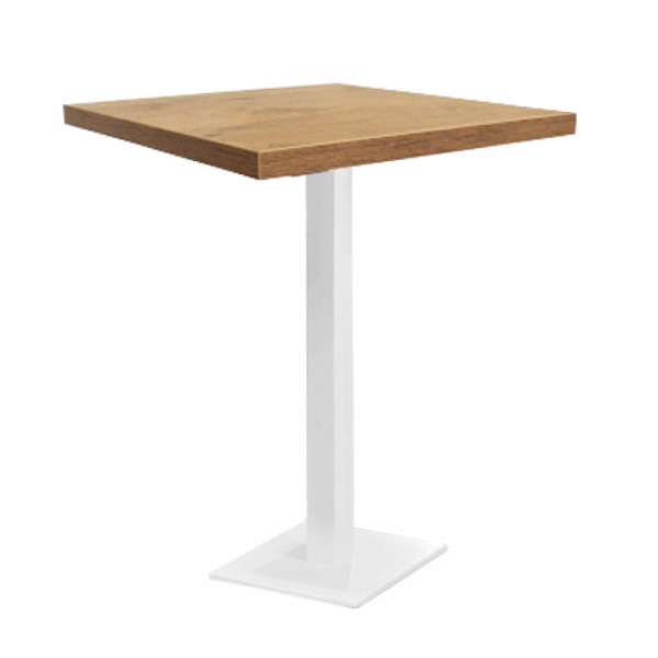 Table scala  h110 pied inox blanc - 70x70 plateau chêne