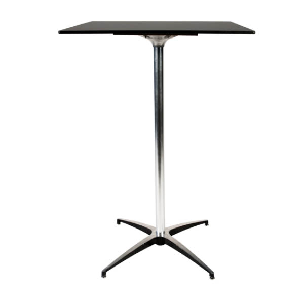 Table cross  h110 pieds chrome - 70x70 plateau noir