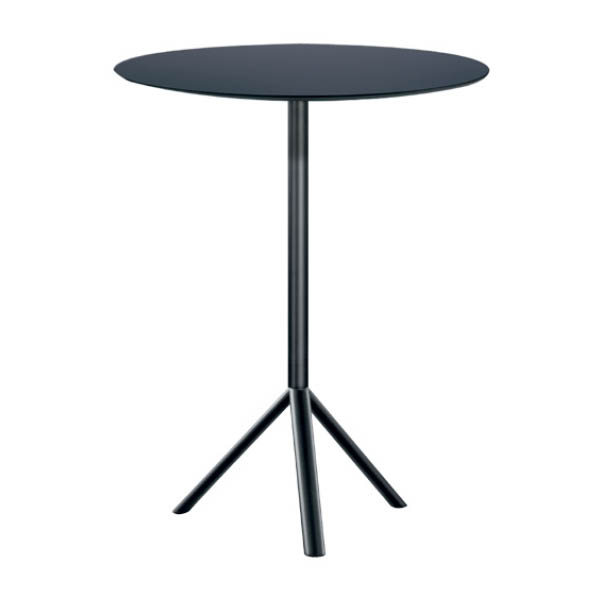Miura table  h110 pieds en plastique noir - ø80 plateau noir