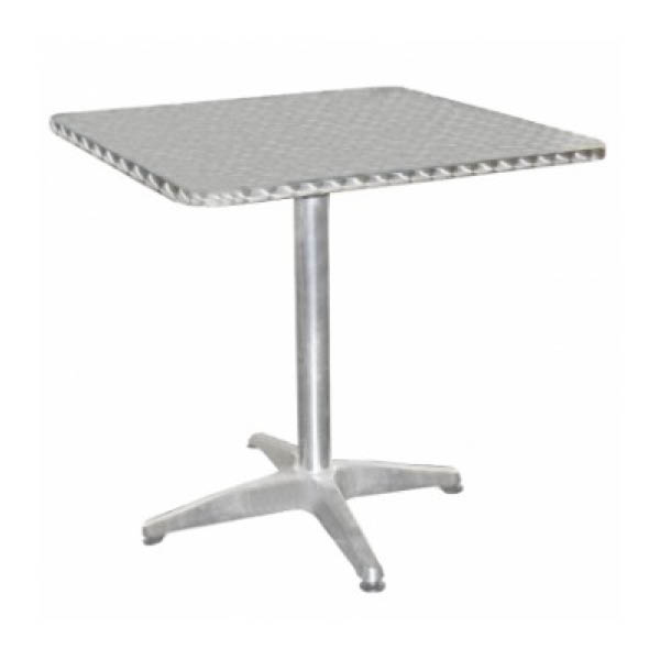 Table cadix h75 pieds aluminium - 70x70 plateau gris métal